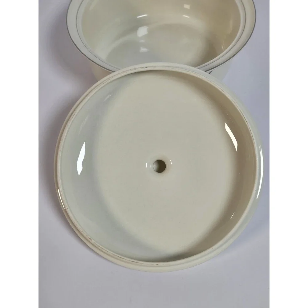 Lenox Glories on Grey Chinastone 2 Qt Covered Casserole Dish Lid USA 9 5/8